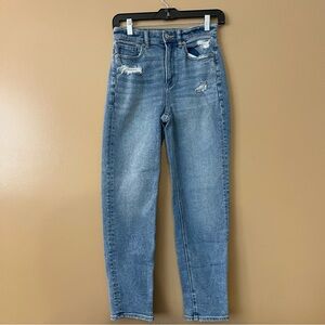 American Eagle Outfitters Mom Straight Stretch Light Blue Jeans size 0